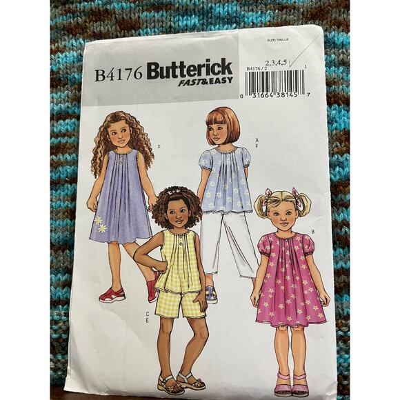 Butterick 4176 pattern toddlers top dress shorts pants sz 2 3 4 5 - Picture 1 of 7